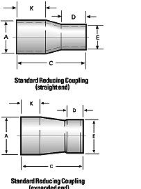 Standard Reducing Couplings, Straight or Expanded End